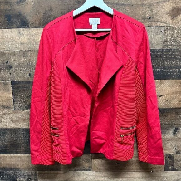 Chico's Jackets & Blazers - Chico’s blazer Jacket Moto Renaissance Red Gold Zippers Women’s Sz 2 US M
